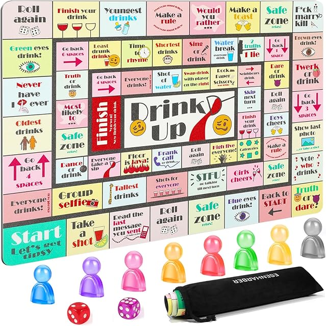 The Drink Up Board Game, Drinking Games for Adults, Ideal for Girls Night Out, Adult Games for Game Night, Party Games (2-8 Players, Age 21+)