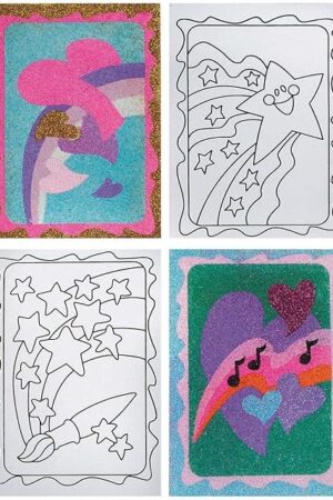 The S&S Worldwide Sand Art Boards for Creating Sand Pictures, Great for Kids and All Ages, 3 Each of 4 Hearts & Stars Designs, 5" x 7" Pack of 12.