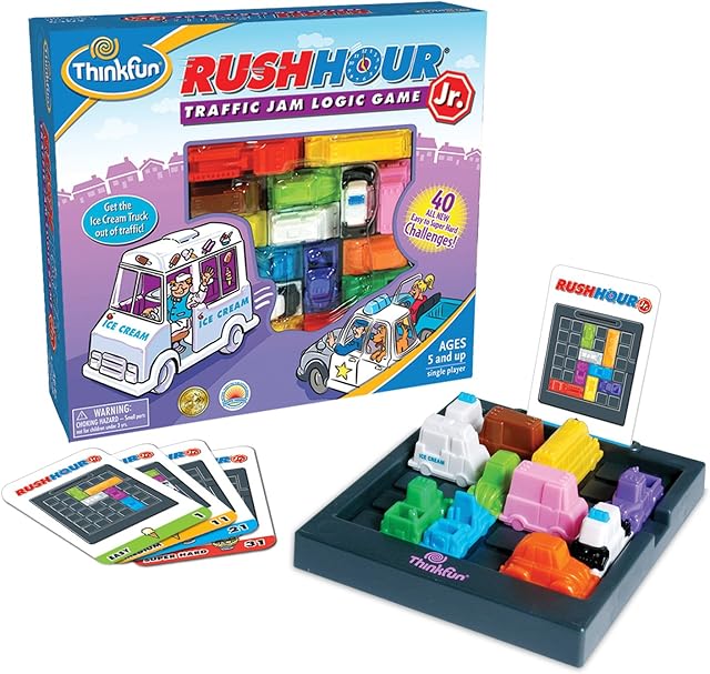 The ThinkFun Rush Hour Junior - Classic Traffic Jam Logic Game | STEM Toy for Kids | Engaging Puzzles for Ages 5 and Up | Junior Edition of The International