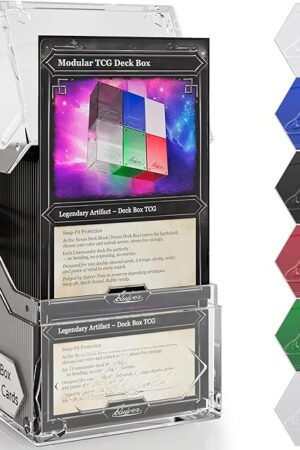 The Quiver Time 360° Modular Nexus DeckBlock - Durable Stackable MTG Deck Box for Commander fits 100+ Cards | Stylish 100 Card Deck Box MTG | Interchangeable TCG Decks Boxes (1 pcs, Clear)