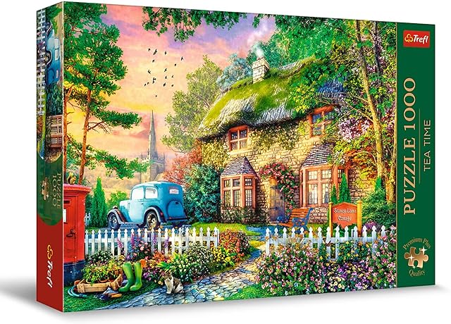 The Trefl Premium Plus Quality - Puzzle Tea Time: Stoney Lane Cottage - 1000 Pieces, Series of Painted Nostalgic Images, Perfect Piece Fit, for Adults and Children from 12 Years