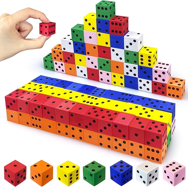 The 80PCS Foam Dice Set Small Colorful Dices with Number Dots for Math Game Building Toys Classroom Educational Toy Entertainment for Party Favor Birthday Gifts in 7 Colors (0.78inch)
