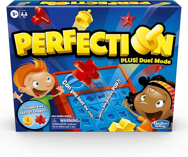 The Hasbro Gaming Perfection Plus 2-Player Duel Mode Popping Shapes and Pieces Ages 5 and Up (Amazon Exclusive)
