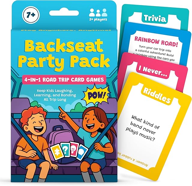 The WELL BALANCED Road Trip Games for Kids Travel Essentials, Trivia, Riddles, Car Activities Must Haves for Ages 7+