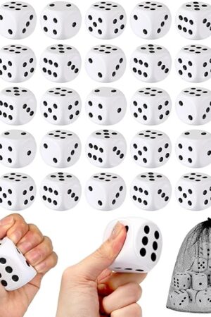 The Round Funny 24 Pcs Foam Dice Stress Ball 1.57 Inch Fake Soft Slow Dot Stress Anxiety Relief Dice Toys for Kids Adults Board Game Casino Decoration Party Toy Favors Supplies