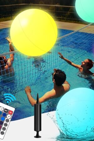 The Pool Toys,LED Beach Ball with Remote Control,12" Inflatable Beach Balls with 16 Colors Lights and 4 Light Modes