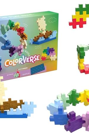 The PLUS PLUS Learn to Build Big, Building Toys Set for Toddlers and Preschoolers, Stem Toys for 3+ Year Old, 60 Interlocking Blocks - Colorverse