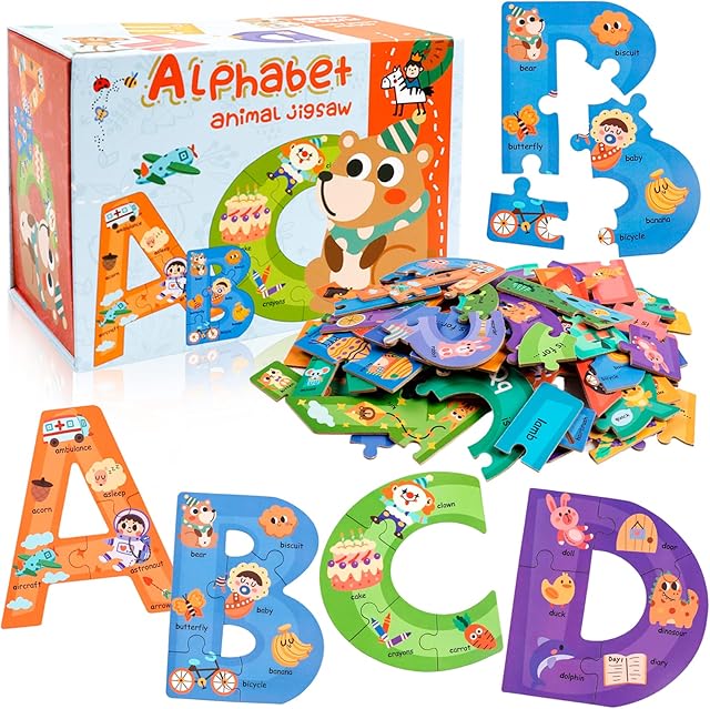 The Wooden Alphabet Puzzles for Toddlers Ages 3+,Montessori Preschool Learning ABC Sight Words Letter Puzzle for Toddlers,Learning Toys Easter Birthday Gift for Kindergarten Boys Girls