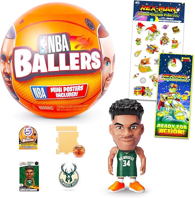 The ZURU NBA Ballers Basketball Player Mini Figures Mystery Set - Bundle with Surprise Mini Basketball Stars Figurines Plus Stickers, More | Collectible NBA Athlete Figures