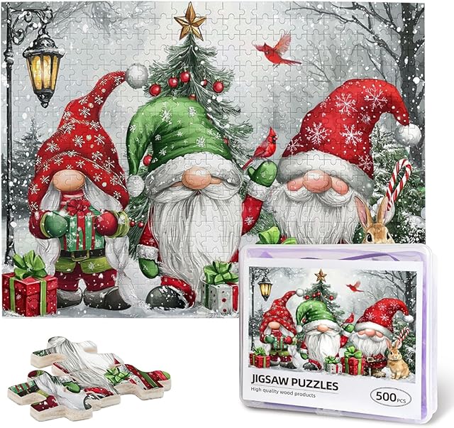The Christmas Puzzle 500 Pieces Jigsaw Puzzles for Adults 20.4" x15" Large Puzzle Winter Santa Claus Decoration for Family Party Holiday Christmas Jigsaw Puzzles as Home Decor
