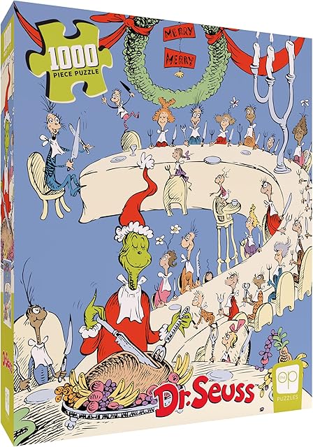 The Dr. Seuss “Grinch Feast? 1000 Piece Jigsaw Puzzle, Collectible Puzzle Featuring Grinch, Artwork Celebrating Classic Children's Book, Officially-Licensed Dr. Seuss Puzzle & Merchandise