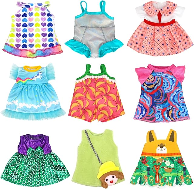 The UNICORN ELEMENT 9 Sets Alive Baby Doll Clothes for 10-12 Inch Girl Dolls,12 Inch Baby Doll Clothing Dress Outfits Accessories Set,Best Gift for Kids(No Dolls)