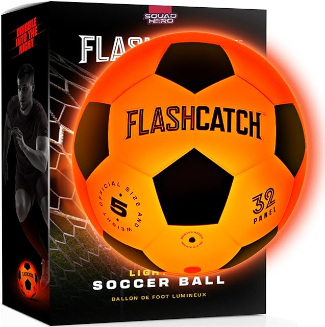 The Light Up Soccer Ball - Glow in The Dark - NO 5 - Sports Gear Gifts for Boys & Girls 8-15+ Year Old - Kids, Teens Gift Birthday Ideas - Cool Boy Toys Ages 8 to 15 Glowing Night Activity