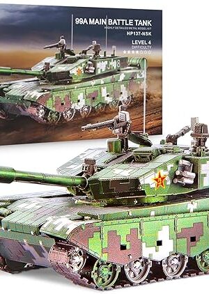 The Piececool 3D Metal Puzzles, 99A Main Battle Tank Building Kit, 233Pcs Art Craft Kit for Teens, DIY Vehicle Model, Handcraft Toys for Adults