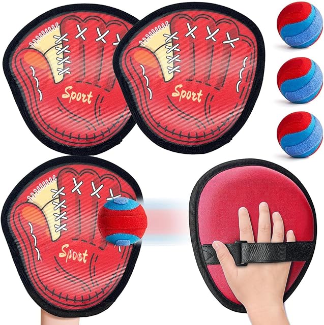 The Toss and Catch Ball Game Set,Toddler Baseball Glove,Fun Velcro Ball Game for Outdoor Play for Kids Ages 3 to 12,Outside Yard Pool Beach Toddler Baseball Glove for Boys Girls Birthday