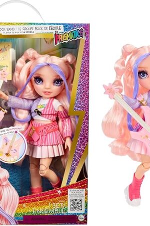 The Rainbow High Jr High Rock Band - Bella, Pink 9? Fashion Doll with Guitar, Customize with Stickers, Posable, Great Toy Gift for Kids Ages 4+
