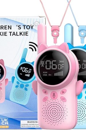 The Rechargeable Walkie Talkies for Kids, 2 Pack Walkie Talkies Long Range 22 Channels 2 Way Radio with Backlit LCD Flashlight, Toys for 3-12 Year Old Boys Girls to Family Games, Outdoor Hiking, Camping