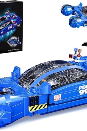 The Police Spinner Car Building Set with Stand, Sports Car Blocks Toy, Compatible with Lego, Play and Display Car Building Kit, Ideals Gifts for Fans, Teens and Adults, Ages 12+ (988PCS)