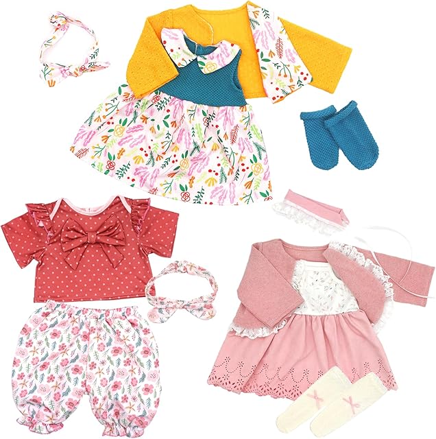 The Reborn Doll Clothes for 20-22 Inch Dolls, 3-Packs 20 Inch Doll Clothes Accessories with Coat, Headband Socks