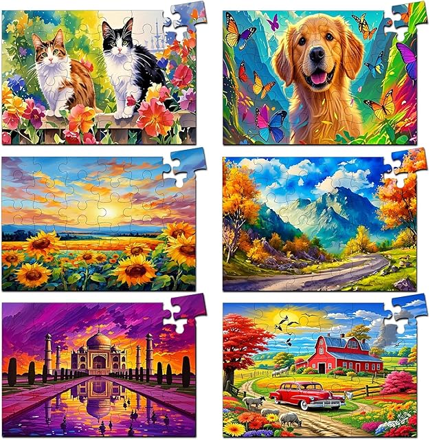 The 6 Pack 36-Piece Large Jigsaw Puzzles for Seniors Easy Dementia Alzheimer Products Dementia Activities Memory Training Game for Elderly Alzheimer's Patients in Nursing Home Gift (Style 2)