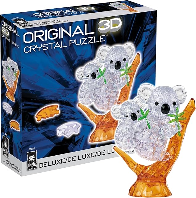 The BePuzzled, Koala and Baby Original 3D Crystal Puzzle, Perfect for Puzzlers Ages 12 and Up, Challenging to Complete and Beautiful to Display, Collect Them All