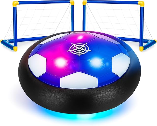 The Hover Soccer Ball - Indoor Soccer Ball, Indoor Flying Toy Games (1 Floating Disk + 2 Goals) Boy Birthday Gifts, Indoor Silent Game | 3 in 1 Pack