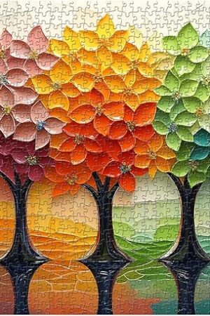 The Rainbow Tree Puzzles for Adults 1000 Pieces, PICKFORU Colorful Ceramic Mosaic Art Flowers Jigsaw Puzzles, Hard Challenging Plant Porcelain Theme as House Decor