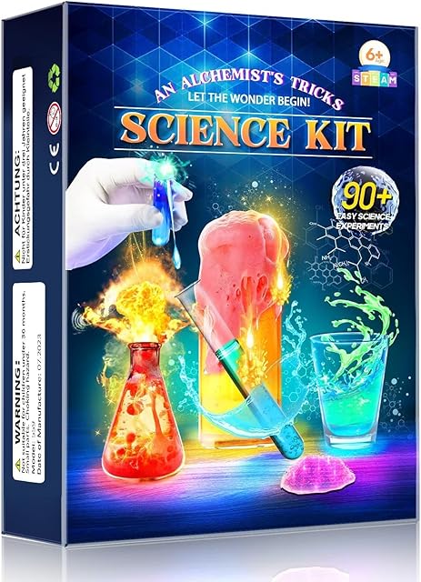 The Science Kits for Kids Age 4-12, Stem Toys with 90 Science Experiments, Steam Project Learning Educational Toys Gifts for Christmas & Birthday, Chemistry Activity Set for 4+ Years Old Boys Girls