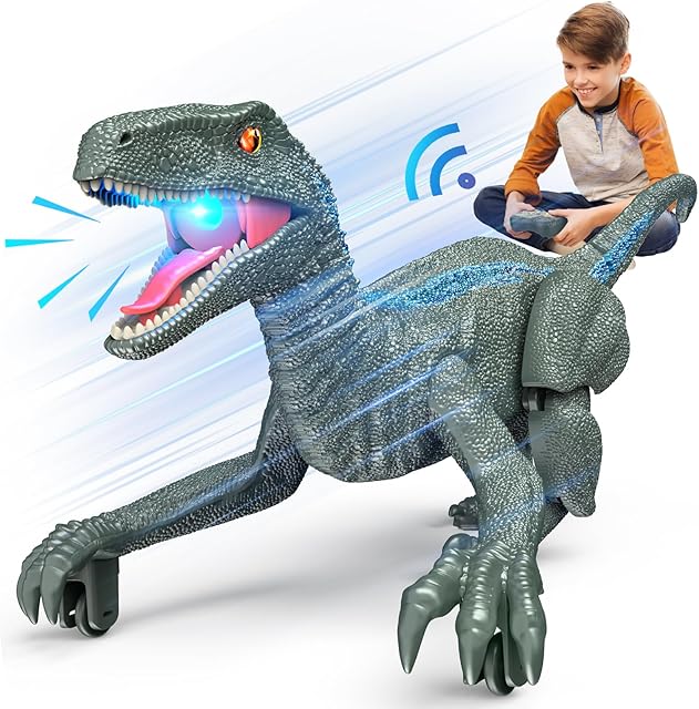 The Remote Control Dinosaur, Realistic Dinosaur Toys for Kids 3-5, 2.4GHZ, Walking,Rechargeable, 3D Eyes, 3 Sound Effects, Demo Function, Jurassic Toys for Christmas, Kids 3+