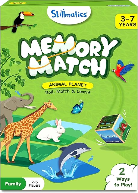 The Skillmatics Memory Match - Animals, Fun & Fast Matching Board Game for Kids, Educational Preschool Game for Toddlers, Boys & Girls Ages 3, 4, 5, 6 & 7, Learning & Brain Development Toy