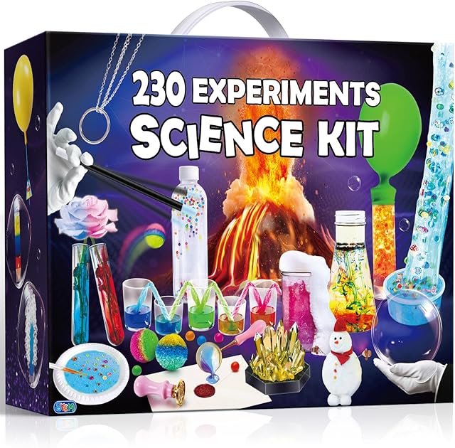The 230 Experiments Science Kits for Kids Age 4 5 6 7 8 9 10 11 12 - S.T.E.M Toys with Magic Chemistry Set Crystal Growing Physics Slime Educational Gifts Idea for Boys Girls
