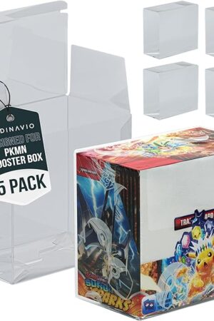 The Plastic PKMN Booster Box Protector 5 Pack - Booster Box Case Display Protectors - Compatible with English Modern PKMN Booster Boxes - 0.5mm Thick (Pack of 5)