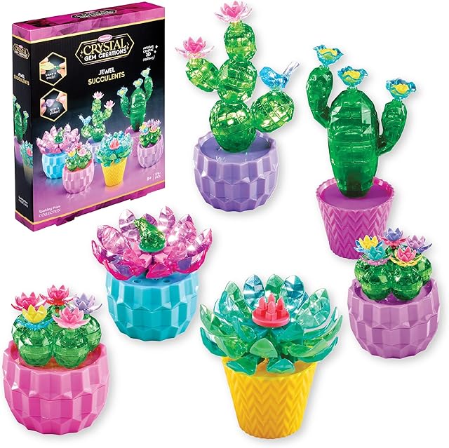 The RoseArt Crystal Gem Creations Jewel Succulents Kit, 175+ Pieces, Great for Adults, Tweens and Children Ages 8+