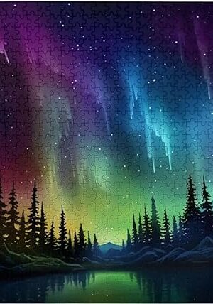 The Puzzles for adults 1000 pieces jigsaw puzzles Aurora Northern Lights Over Iceland Forest Formation wooden to Explore and Enjoy Gifts Home Decoration 29.5 x 19.6 in