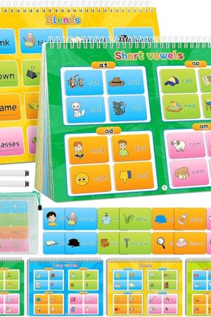The Phonics Games Toddler Activity Sticker Book, Reading Writing Spelling CVC Sight Words for Kids, Rhyming Digraphs Blends Games Preschool Kindergarten Learning Activities Homeschool Supplies