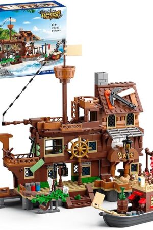 The Pirate Ship Building Toys, Pirate Dock Themed City Building Block Set, A Gift Compatible with Lego Sets for Boys & Girl 6-14 & Adults (560pcs)