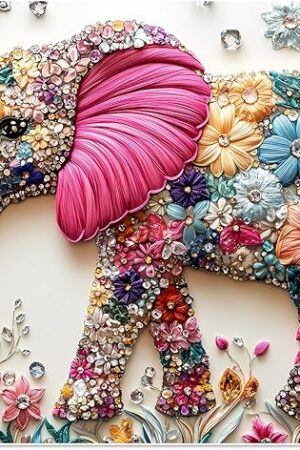 The Puzzles 500 Pieces for Adults, Elephant Jigsaw Puzzle 500 Pieces for Adults Seniors Kids, Colorful Crystal Flower Puzzles Beautiful Diamond Art Puzzle Challenging, Family Game Great Gift 20.5 * 15in