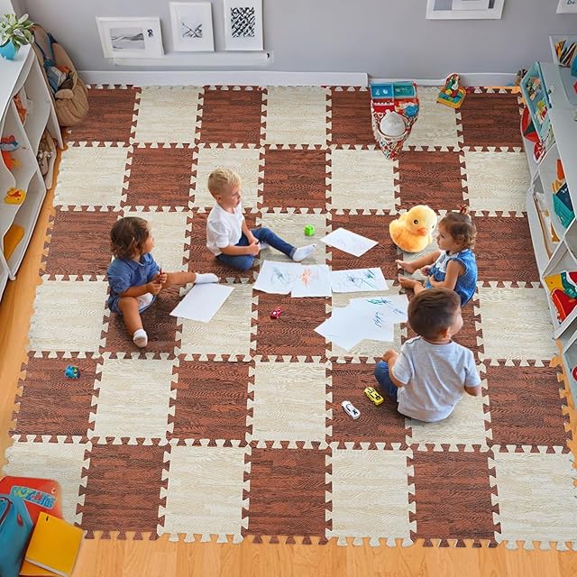 The Skyweaver 12 Tiles Soft Non-Toxic Baby Play Mat for Floor EVA Foam Jigsaw Puzzle Play Mat, Interlocking Squares with 0.6inch for Babies, Toddlers & Kids Gym, Nursery, Playroom, White