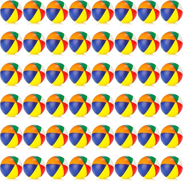 The Jerify 48pcs Mini Beach Balls 2.5 Inch Rainbow Beach Stress Balls Small Pool Relief Toys for Summer Birthday Hawaiian Party Favors Water Pool Games