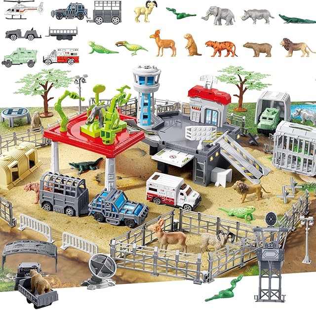 The 51 Piece Safari Animals Toys Set, Realistic Zoo Animal Figurines Playset with Play Map, Plastic Jungle Toy for Toddlers 3+ Years Old, Ideal Gift for Boys and Girls