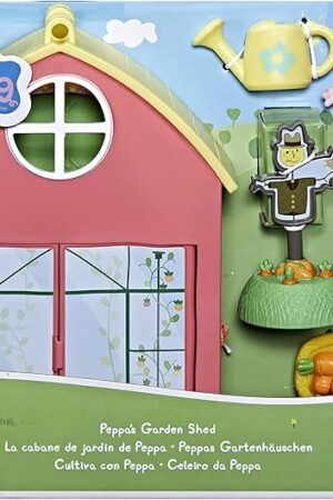 The Peppa Pig Peppa's Adventures Peppas F36585L0 Garden Shed Play Set Includes 1 Figure, 5 Accessories, with Carry Handle for Travel, Suitable for Ages 3 and Above
