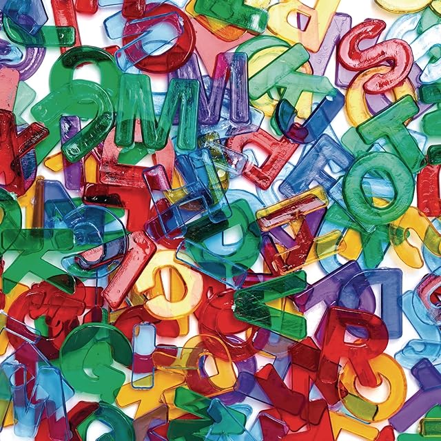 The Colorations Translucent Multi-Color Uppercase Plastic Letters, 3/4" Ea, 208 Pieces, Collaging, ABC Letters, Alphabet For Kids