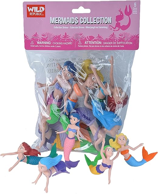 The Wild Republic Mermaid Figurines Fivepiece Collection Polybag, Mermaid Toys, Mermaid Doll, Gifts for Girls, Bath Toys, Model:21510