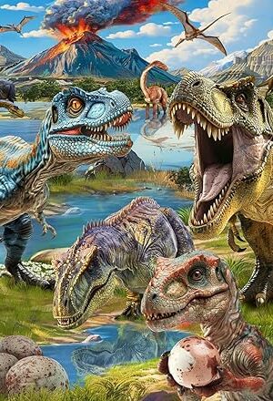 The Puzzles for Kids Ages 4-6-8-10, Dinosaur World Puzzle 100 Pieces Jurassic Landscape Jigsaw Puzzles Educational Toys Gifts for Boys Girls