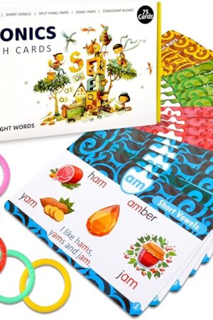 The Phonics for Toddlers 2-4 Years, Alphabet Flash Cards, Learn to Read with 74 Double-Sided Phonics Cards & 6 Theme Reward Stickers, Educational Assistant Gifts for Kids