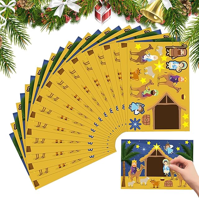 The Christmas Stickers for Kids, Nativity Craft Kit, Religious Art Supplies with Self Adhesive Design, Great for Scrapbooking, Holiday Decorations, Classroom Activities, Party Favors, Creative Projects