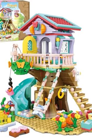The QLT Tree House Building Set with Light Kit - Compatible with Lego Flowers Friends Friendship Treehouse Building Kit, Creative Forest Toy with a House Construction Set Gift for Kids(648PCS)
