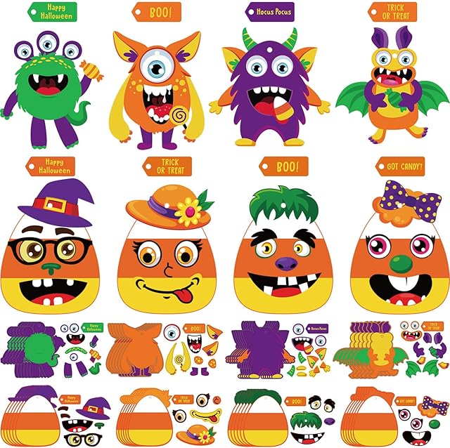 The Halloween Craft Paper Ornaments Kits for Kids DIY Craft Halloween Paper Decorative DIY Handcraft Art Supplies for Home Class Game Activities