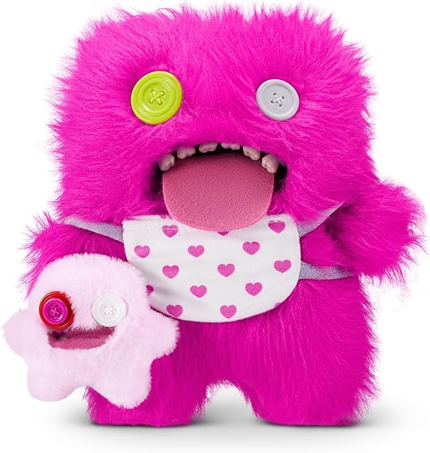 The Mini Rascals 9-inch Assortment Series 1 (Double Trouble) (Oogah Boogah (Pink - Long Pile) by ZURU, Funny Ugly Monster Plush Toy