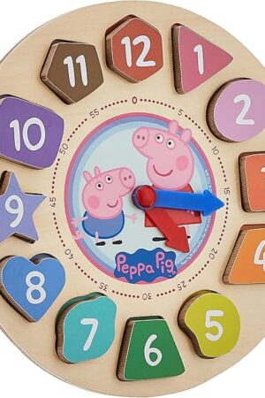 The Peppa Pig Shape Sorter Clock Puzzle for 36 months to 48 months, 14Pieces (12Piece numbers + Clock + Stand )